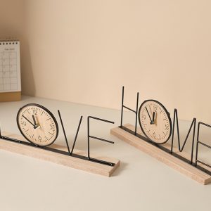 Wooden LOVE & HOME Table Clock